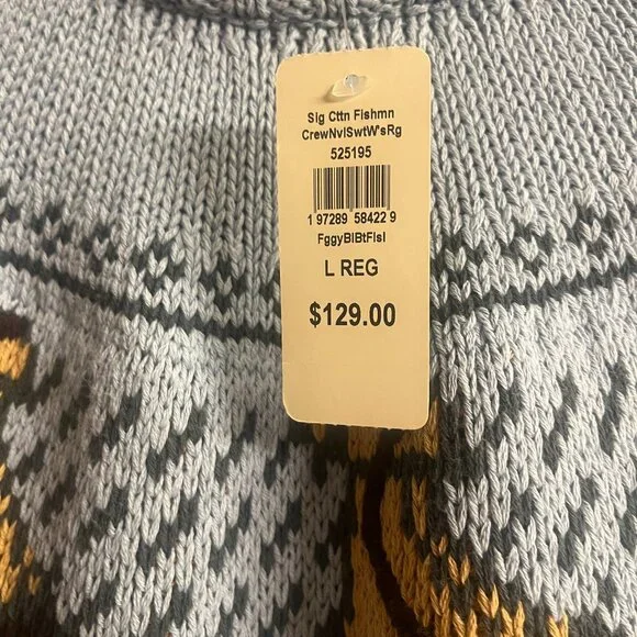 LLBean Fisherman Sweater, Crewneck Novelty Large - Picture 4 of 6